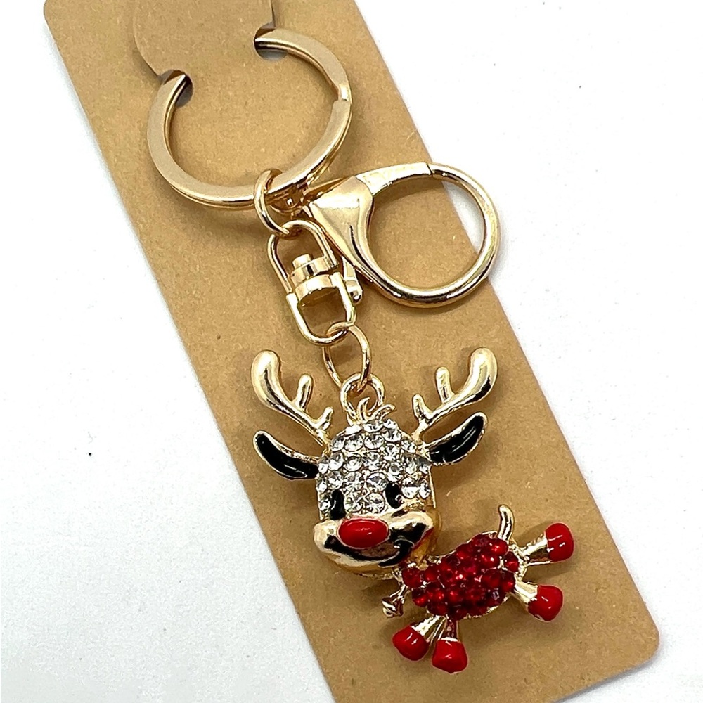 Red and Gold Reindeer Keychain